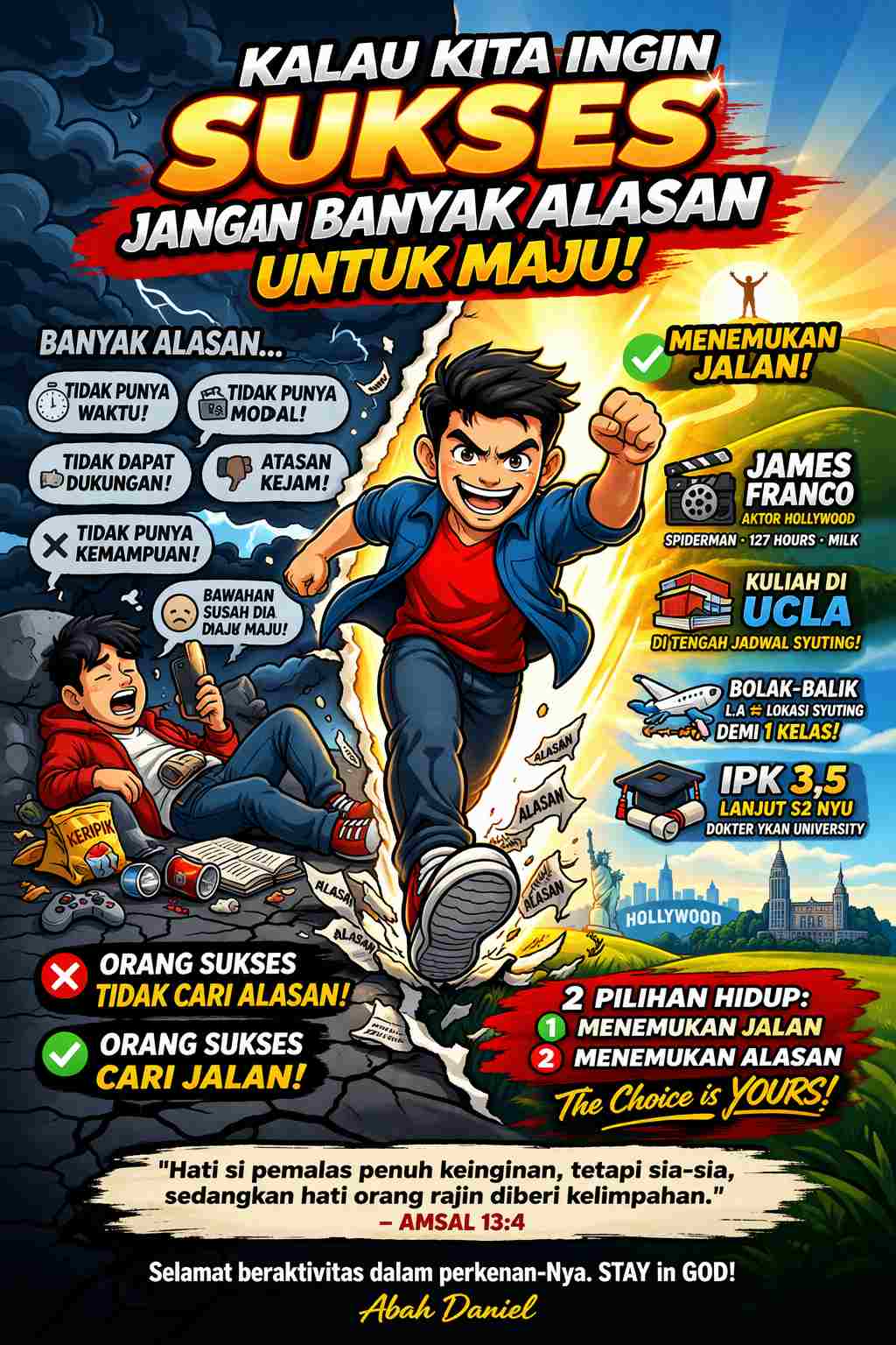 KALAU KITA INGIN SUKSES JANGAN BANYAK ALASAN UNTUK MAJU